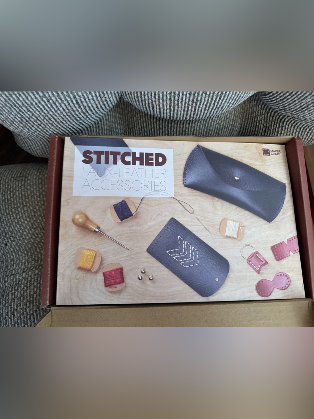 Stitched Faux-Leather Accessories Kit - Dark Brown